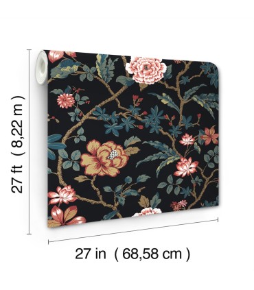 MX9656 - Courtyard Botanical Scarlet Wallpaper-Astoria by Ronald Redding