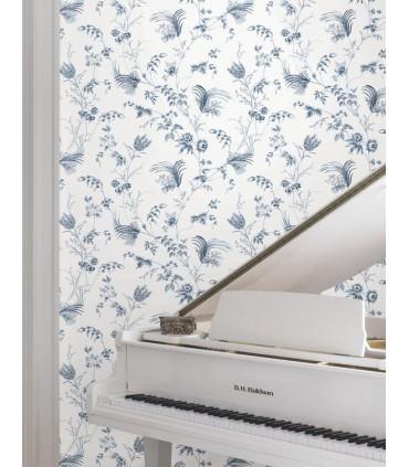 MX9683 - Floral Lace Navy Wallpaper-Astoria by Ronald Redding