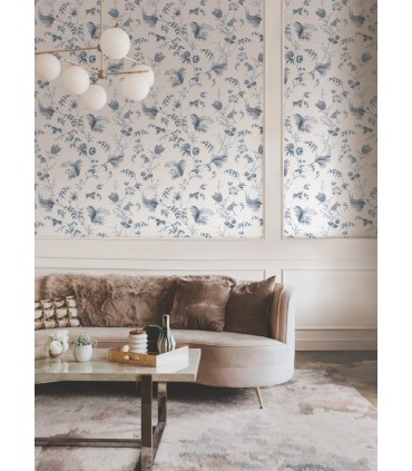 MX9683 - Floral Lace Navy Wallpaper-Astoria by Ronald Redding