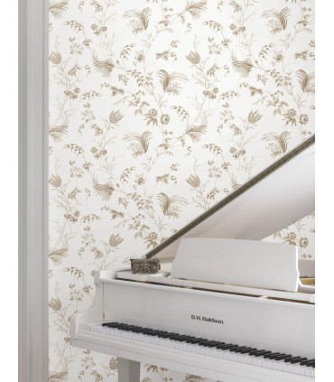 MX9681 - Floral Lace Taupe Wallpaper-Astoria by Ronald Redding