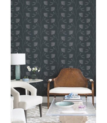 MX9608 - Laelynn Navy Embroidered Wallpaper-Astoria by Ronald Redding