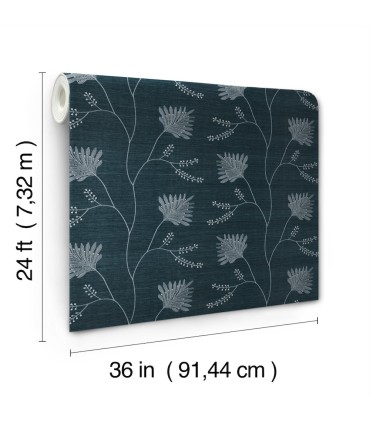 MX9608 - Laelynn Navy Embroidered Wallpaper-Astoria by Ronald Redding