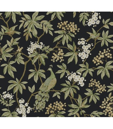 MX9662 - Peacock Estate Black Wallpaper-Astoria by Ronald Redding