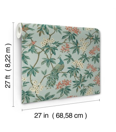 MX9663 - Peacock Estate Blue Wallpaper-Astoria by Ronald Redding