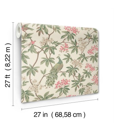 MX9665 - Peacock Estate Cream Wallpaper-Astoria by Ronald Redding