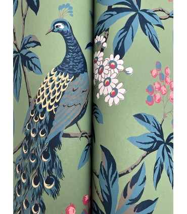 MX9664 - Peacock Estate Green Wallpaper-Astoria by Ronald Redding