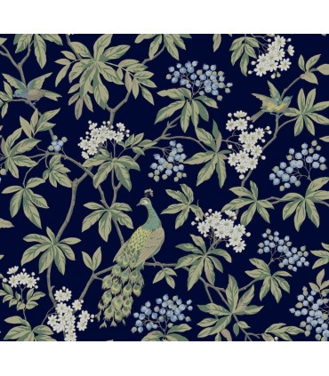 MX9661 - Peacock Estate Navy Wallpaper-Astoria by Ronald Redding