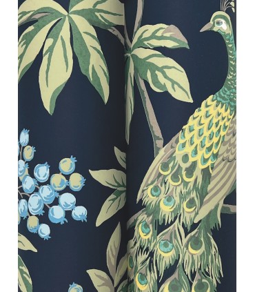 MX9661 - Peacock Estate Navy Wallpaper-Astoria by Ronald Redding