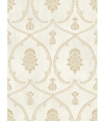MX9643 - Royal Damask Soft Gold Wallpaper-Astoria by Ronald Redding