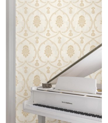 MX9643 - Royal Damask Soft Gold Wallpaper-Astoria by Ronald Redding