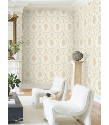 MX9643 - Royal Damask Soft Gold Wallpaper-Astoria by Ronald Redding