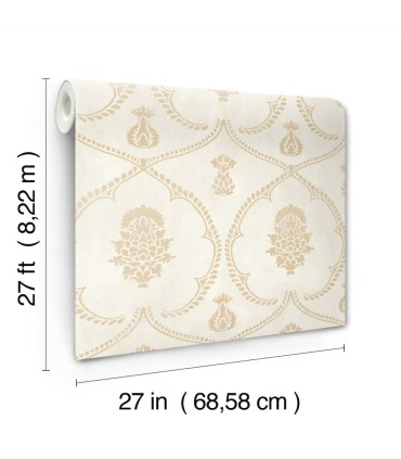 MX9643 - Royal Damask Soft Gold Wallpaper-Astoria by Ronald Redding