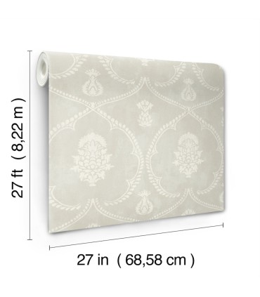 MX9642 - Royal Damask Soft Grey Wallpaper-Astoria by Ronald Redding