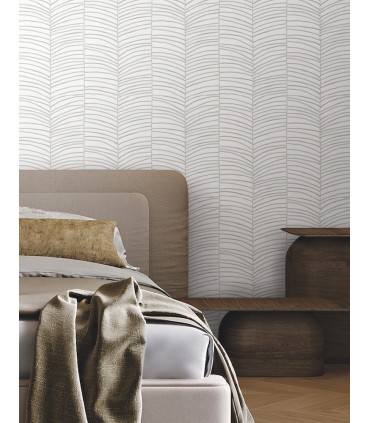 MT5671 - Cascade Palm Chevron Fog Wallpaper-Montecito by York