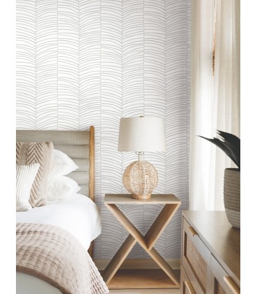 MT5671 - Cascade Palm Chevron Fog Wallpaper-Montecito by York