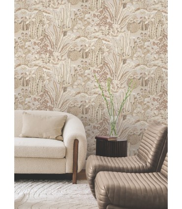 MT5632 - Lotus Land Cacti Baked Clay Wallpaper-Montecito by York