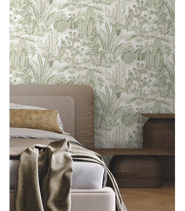 MT5631 - Lotus Land Cacti Palm Wallpaper-Montecito by York