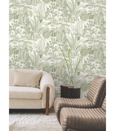 MT5631 - Lotus Land Cacti Palm Wallpaper-Montecito by York
