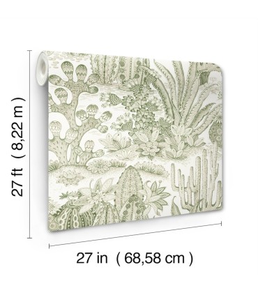 MT5631 - Lotus Land Cacti Palm Wallpaper-Montecito by York