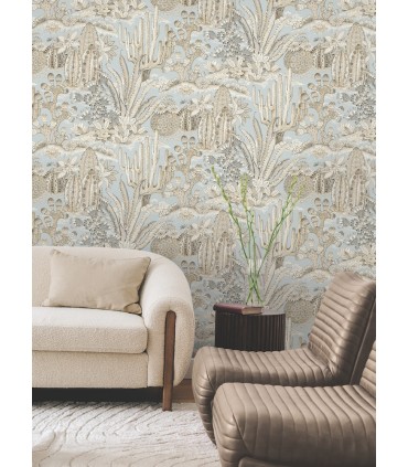 MT5634 - Lotus Land Cacti Sky Blue Wallpaper-Montecito by York