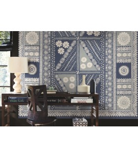 AB3058M - Tapa Indigo Wall Mural-Antonina Vella Artifacts