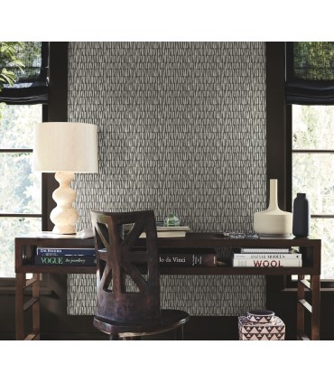 AB3042 - Thatched Black Grasscloth Wallpaper-Antonina Vella Artifacts