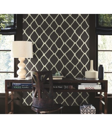 AB3121 - Tonga Black & White Embroidered Wallpaper -Antonina Vella Artifacts