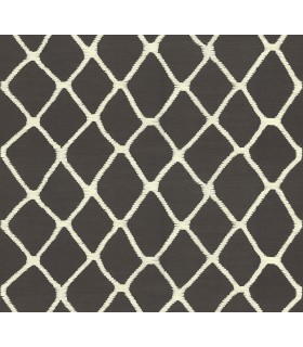 AB3121 - Tonga Black & White Embroidered Wallpaper -Antonina Vella Artifacts