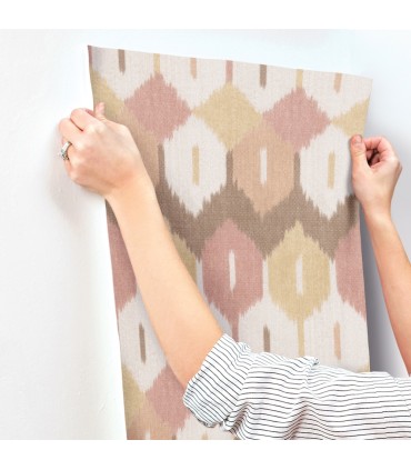 4147-27408 - Abilene Apricot Ikat Wallpaper-Haberdashery by A Street