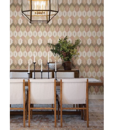 4147-27408 - Abilene Apricot Ikat Wallpaper-Haberdashery by A Street