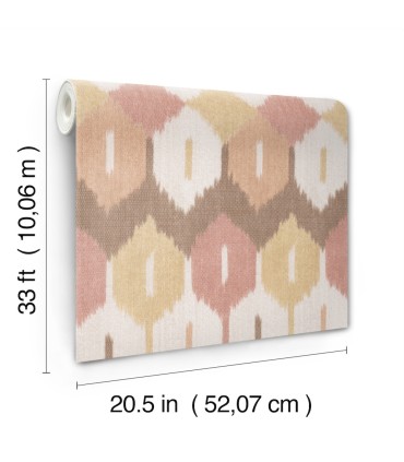 4147-27408 - Abilene Apricot Ikat Wallpaper-Haberdashery by A Street