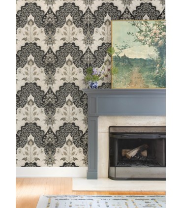 4147-27389 - Auden Black Floral Grandeur Wallpaper-Haberdashery by A Street