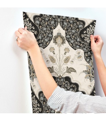 4147-27389 - Auden Black Floral Grandeur Wallpaper-Haberdashery by A Street