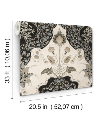 4147-27389 - Auden Black Floral Grandeur Wallpaper-Haberdashery by A Street