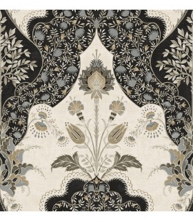 4147-27389 - Auden Black Floral Grandeur Wallpaper-Haberdashery by A Street