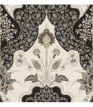 4147-27389 - Auden Black Floral Grandeur Wallpaper-Haberdashery by A Street