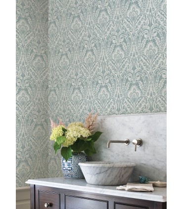 4147-27380 - Berkshire Denim Damask Wallpaper-Haberdashery by A Street
