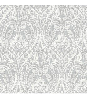 4147-27381 - Berkshire Grey Damask Wallpaper-Haberdashery by A Street