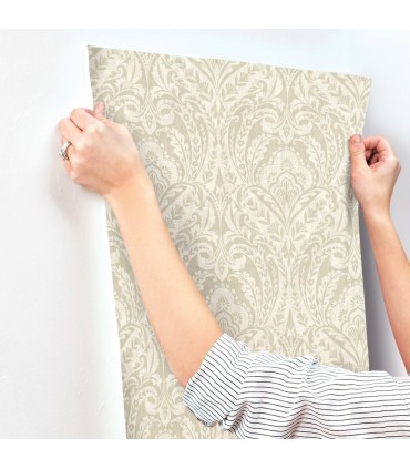 4147-27382 - Berkshire Beige Damask Wallpaper-Haberdashery by A Street