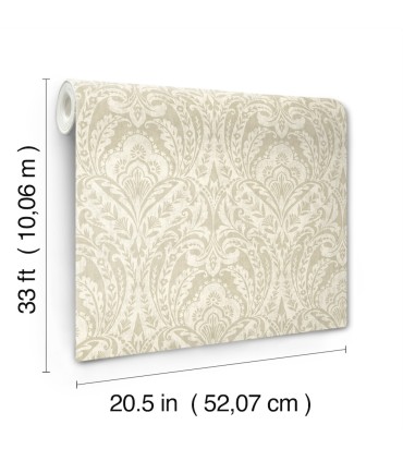 4147-27382 - Berkshire Beige Damask Wallpaper-Haberdashery by A Street