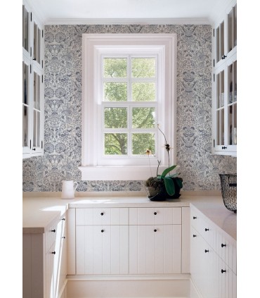 4147-27372 - Blanche Blue Floral Damask Wallpaper-Haberdashery by A Street