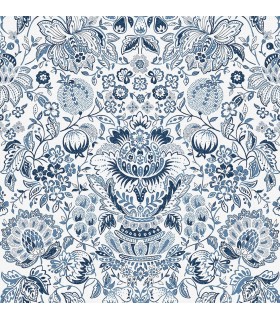 4147-27372 - Blanche Blue Floral Damask Wallpaper-Haberdashery by A Street