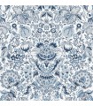 4147-27372 - Blanche Blue Floral Damask Wallpaper-Haberdashery by A Street