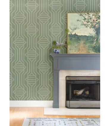 4147-27401 - Essex Dark Green Geometric Wallpaper Wallpaper-Haberdashery by A Street