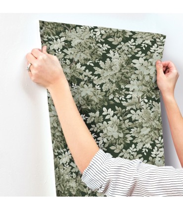 4147-80004 - Greenwood Dark Green Deciduous Wallpaper-Haberdashery by A Street