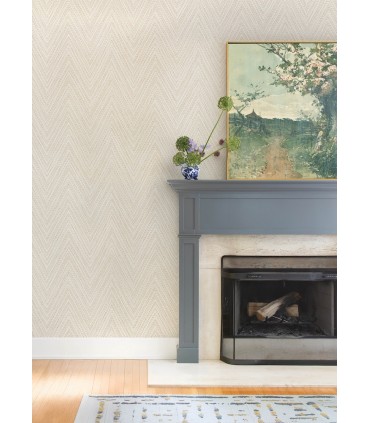 4147-27371 - Lainey Apricot Stitched Chevron Wallpaper-Haberdashery by A Street