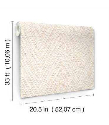 4147-27371 - Lainey Apricot Stitched Chevron Wallpaper-Haberdashery by A Street