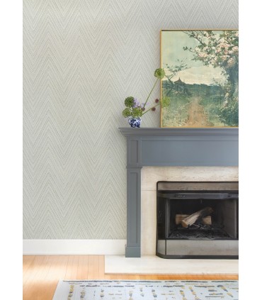 4147-27370 - Lainey Green Stitched Chevron Wallpaper-Haberdashery by A Street