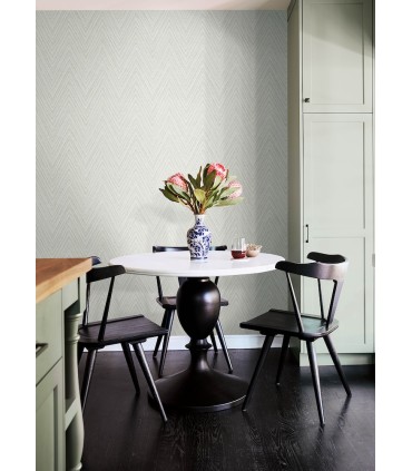 4147-27370 - Lainey Green Stitched Chevron Wallpaper-Haberdashery by A Street