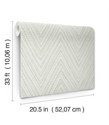 4147-27370 - Lainey Green Stitched Chevron Wallpaper-Haberdashery by A Street